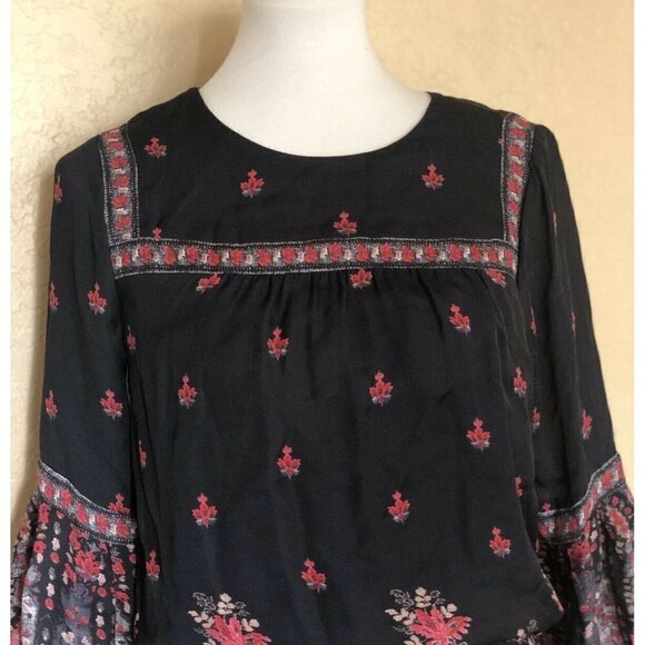 JOIE Armel Floral print Long sleeve Blouson Mini Dress Black Size S - Picture 8 of 10